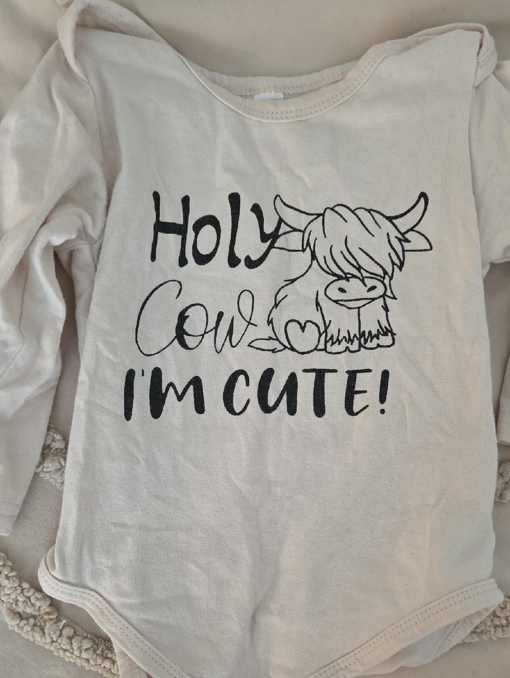 Kids 'Holy Cow I'm Cute!' Graphic Bodysuit - Cream